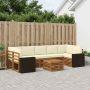 Lauko sofos komplektas su pagalve 8 pcs Natūralus ir grietinėlė