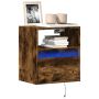 Sieninė TV spintelė su LED lemputėmis, dūminė, 41x31x45cm