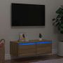 Televizoriaus spintelė su LED apšvietimu, ąžuolo, 75x35,5x25 cm