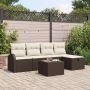 Sodo Sofų Rinkinys su pagalve 6 pcs Ruda Poli ratanas