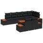 Sodo Sofų Rinkinys su pagalve 9 pcs Juoda Poli ratanas
