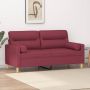 Dvivietė sofa su pagalvėlėmis, raudonojo vyno, 140cm, audinys