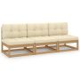 Trivietė sofa su pagalvėlėmis, pušies medienos masyvas