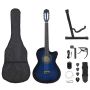 Gitaros rinkinys su ekvalaizeriu, 12 dalių, mėlynas, 6 stygos