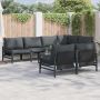 Sodo Sofų Rinkinys su pagalve 7 pcs Juoda Plienas