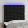 Galvūgalis su LED, juodos spalvos, 90x5x118/128cm, dirbtinė oda