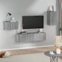 TV spintelių komplektas, 4 dalių, pilkas ąžuolo, mediena