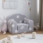 Vaikiška sofa-lova, pilka, minkštas pliušas, su žvaigždėmis