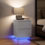 Spintelės prie lovos su LED lemputėmis 2 vnt Baltos 38x34x50 cm