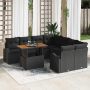 Sodo Sofų Rinkinys su pagalve 9 pcs Juoda