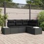 Sodo Sofų Rinkinys 4 pcs Juoda poliratanas