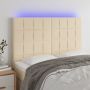 Galvūgalis su LED, kreminės spalvos, 144x5x118/128cm, audinys
