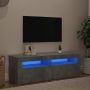 TV spintelė su LED apšvietimu, betono pilka, 120x35x40 cm
