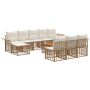Lauko sofos komplektas 11 pcs Natūralus ir grietinėlės baltas