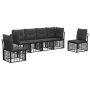 Lauko sofos komplektas su pagalve 6 pcs Juoda Poliesteris