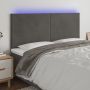 Galvūgalis su LED, tamsiai pilkas, 200x5x118/128cm, aksomas