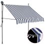 Rankinė ištraukiama markizė su LED, mėlyna ir balta, 100cm