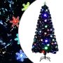 Kalėdų eglutė su LED snaigėmis, juoda, 150cm, optinis pluoštas