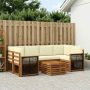 Lauko sofos komplektas su pagalve 7 pcs Natūralus ir grietinėlė
