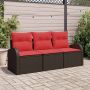 Sodo Sofų Rinkinys 3 pcs Ruda ir raudona Poli ratanas