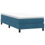 Box Spring Lova be čiužinio Tamsiai mėlyna 90x210 cm aksomas