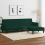 Dvivietė sofa-lova su pakoja, tamsiai žalios spalvos, aksomas