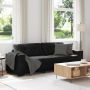 Trivietė sofa, juoda, 220x78x80 cm, aksominė