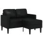 Dvivietė sofa su šezlongu, L formos, juoda, 125 cm, dirbtinė oda