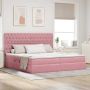 Lova su daiktų laikymo vieta ir LED Rožinė 200 x 200 cm Aksomas