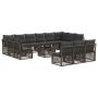Sodo Sofų Rinkinys 14 pcs Pilka poliratanas
