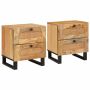 Šalia lovos spintelė su stalčių 2 pcs Natūrali 40 x 33 x 46 cm