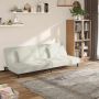 Dvivietė sofa-lova su dvejomis pagalvėmis, kreminė, aksomas