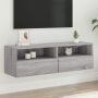 Sieninė TV spintelė, pilka ąžuolo, 100x30x30cm, mediena