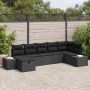 Sodo Sofų Rinkinys su pagalve 7 pcs Juoda poliratanas