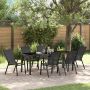Sodo valgomojo komplektas 7 pcs Juoda Miltelinis plienas
