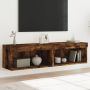 TV spintelės su LED lemputėmis, 2vnt., dūminės, 60x30x30cm