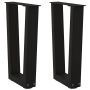 Kavos staliuko kojelės, V formos, 2 vnt., juodos, 38x(42-43,3) cm, plienas
