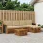 Lauko sofos komplektas su pagalve 6 pcs Natūralus ir bežinis