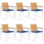 Sodo kėdės su pagalvėlėmis, 6vnt., tikmedžio medienos masyvas
