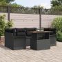 Sodo Sofų Rinkinys su saugykla 7 pcs Juoda Poli ratanas