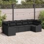 Sofos komplektas su pagalve 7 pcs Juoda poliratanas