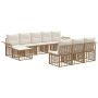 Lauko sofos komplektas 9 pcs Natūralus ir grietinėlės baltas