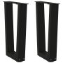Kavos staliuko kojelės, V formos, 2 vnt., juodos, 28x(42-43,3) cm, plienas