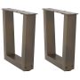 Kavos staliuko kojelės, V formos, 2 vnt., natūralus plienas, 40x(30-31,3) cm, plienas