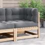 Kampinė sodo sofa su pilkomis pagalvėlėmis, pušies masyvas