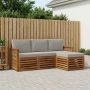Lauko sofos komplektas 4 pcs Natūrali ir šviesiai pilka