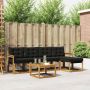 Lauko sofos komplektas su pagalve 6 pcs Natūrali ir juoda