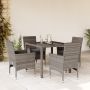 Sodo komplektas, 5 dalių, pilkas, poliratanas ir stiklas