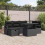 Sodo Sofų Rinkinys su pagalve 7 pcs Juoda Poli ratanas