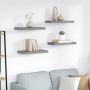 Pakabinamos sieninės lentynos, 4vnt., pilkos, 50x23x3,8cm, MDF
